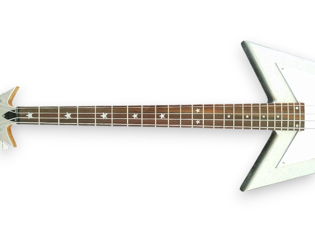 Custom Pulse Bootsy Silver Sparkle Star Space 4 String Rock Bass MEC Pickups Option - Image 5