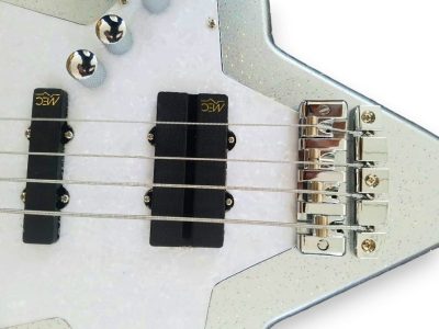 Custom Pulse Bootsy Silver Sparkle Star Space 4 String Rock Bass MEC Pickups Option - Image 6