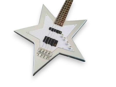 Custom Pulse Bootsy Silver Sparkle Star Space 4 String Rock Bass MEC Pickups Option