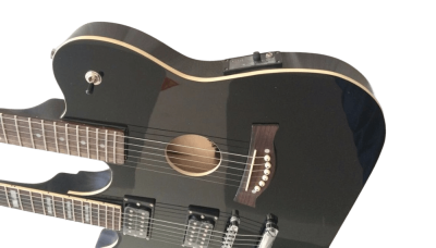 Custom Vile Black Double Neck Guild Crossroads Guitar - Image 2