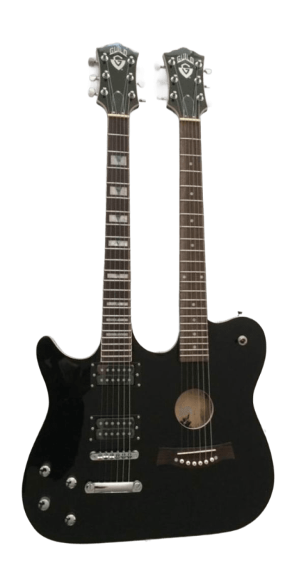 Custom Vile Black Double Neck Guild Crossroads Guitar - Image 3