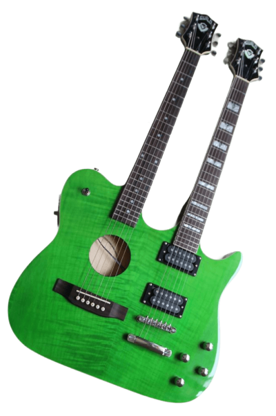 Custom Vile Guild Green Flame Maple Top Double Neck Crossroads Guitar