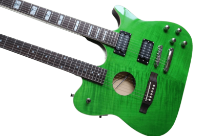 Custom Vile Guild Green Flame Maple Top Double Neck Crossroads Guitar - Image 4