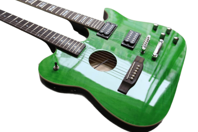 Custom Vile Guild Green Flame Maple Top Double Neck Crossroads Guitar - Image 5