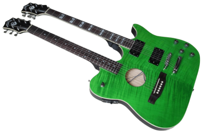 Custom Vile Guild Green Flame Maple Top Double Neck Crossroads Guitar - Image 7