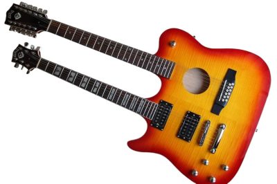 Custom Vile Cherry Sunburst Double Neck Crossroads Guitar - Image 2