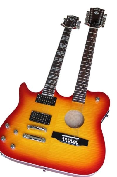Custom Vile Cherry Sunburst Double Neck Crossroads Guitar