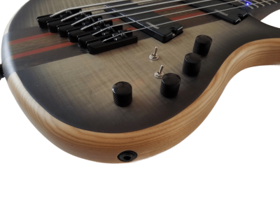 Custom Onyx Patriot Multi Scale Fanned Fret Flamed Maple 6 String Bass - Image 3