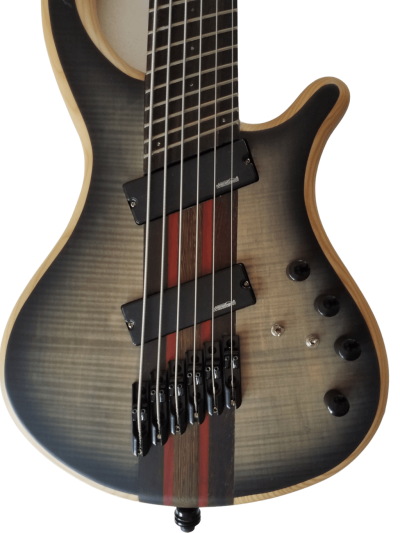 Custom Onyx Patriot Multi Scale Fanned Fret Flamed Maple 6 String Bass - Image 4