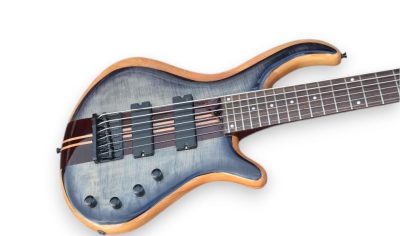 Custom Onyx Patriot Gray Flame Maple 6 String Bass - Image 2