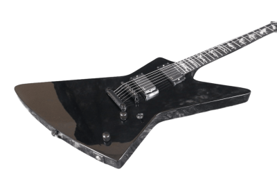 Custom Obsidian James Man to Wolf Exp MX250 Black Guitar - Image 2