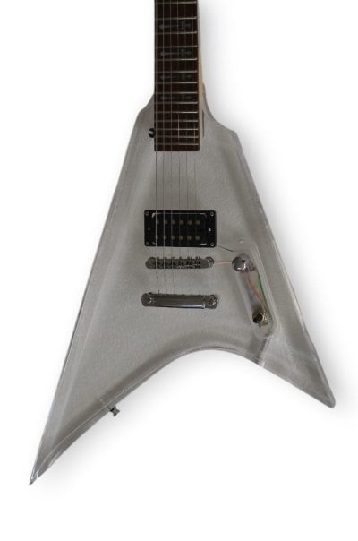 Custom Race Flying V Plexiglass Acrylic Translucent 1 Pickup Guitar