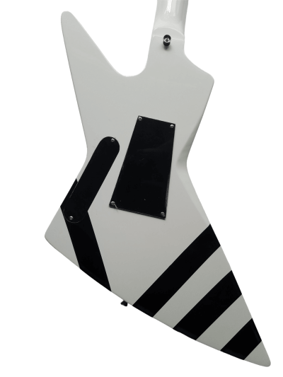 Custom Race Explorer Matthias White Black Stripe Guitar Floyd Rose Tremolo - Image 3