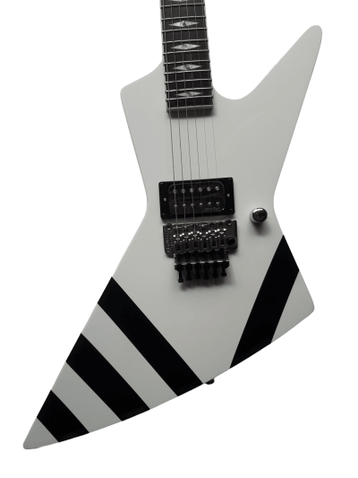 Custom Race Explorer Matthias White Black Stripe Guitar Floyd Rose Tremolo