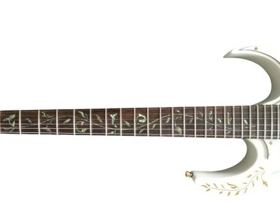 Custom Axis JEM7V Steve Vai White Gold Floral 6 String Electric Guitar - Image 5