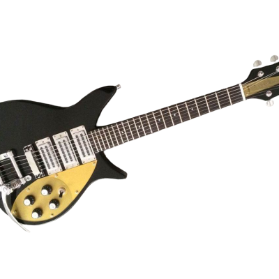 Custom Nova Black Gold Pickguard Jetglo 325C64 21 Inch Scale Length Electric Guitar - Image 2