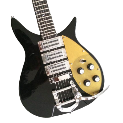 Custom Nova Black Gold Pickguard Jetglo 325C64 21 Inch Scale Length Electric Guitar