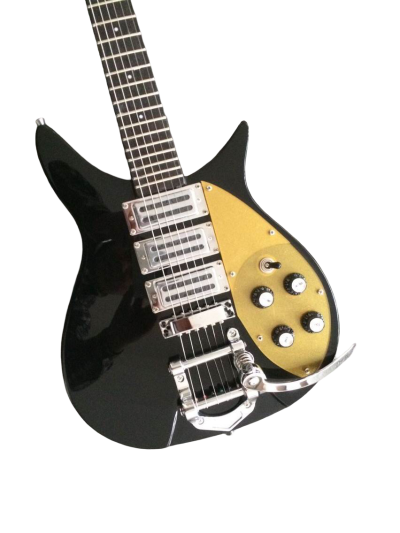 Custom Nova Black Gold Pickguard Jetglo 325C64 21 Inch Scale Length Electric Guitar