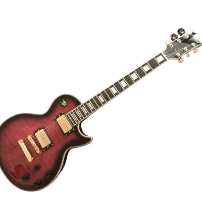 Custom Crown Black Pinkburst Solid Curly Maple Top Electric Guitar - Image 3