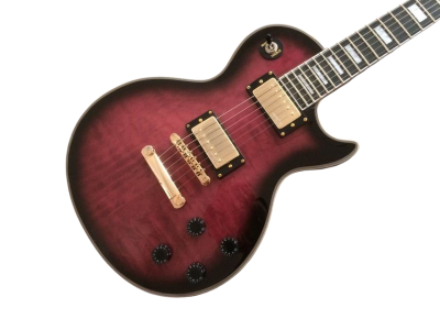Custom Crown Black Pinkburst Solid Curly Maple Top Electric Guitar - Image 4