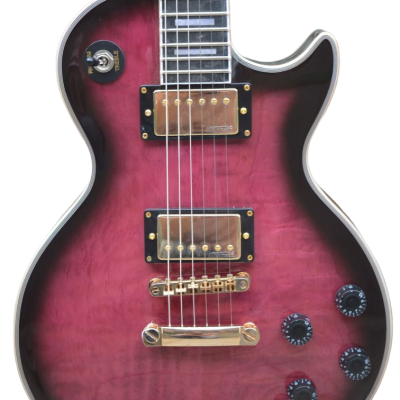 Custom Crown Black Pinkburst Solid Curly Maple Top Electric Guitar