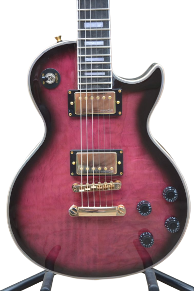 Custom Crown Black Pinkburst Solid Curly Maple Top Electric Guitar