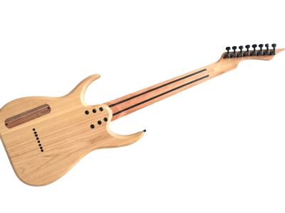 Custom Topaz Black Machine Turquoise Iris Burst 8 String Guitar - Image 2