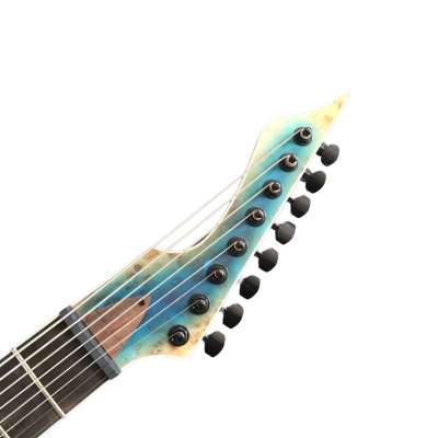 Custom Topaz Black Machine Turquoise Iris Burst 8 String Guitar - Image 5