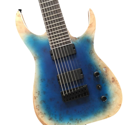 Custom Topaz Black Machine Turquoise Iris Burst 8 String Guitar