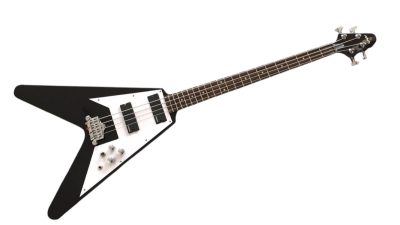Custom Crown Korina Flying V Black 4 String Bass - Image 8