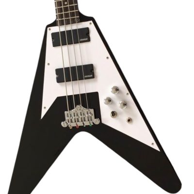 Custom Crown Korina Flying V Black 4 String Bass