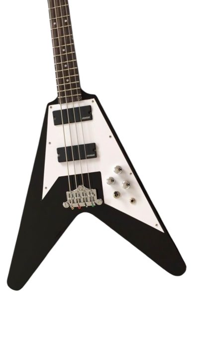 Custom Crown Korina Flying V Black 4 String Bass