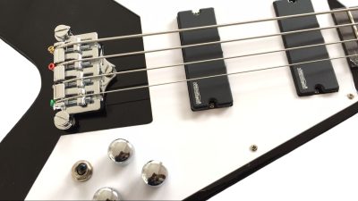 Custom Crown Korina Flying V Black 4 String Bass - Image 3