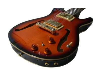 Custom Monarch SE Hollowbody II Piezo Fhole Amber Burst Guitar - Image 8