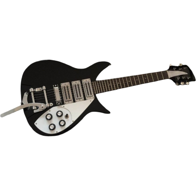 Custom Nova Black Jetglo 325C64 White Pickguard Electric Guitar - Image 2