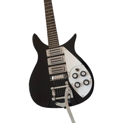 Custom Nova Black Jetglo 325C64 White Pickguard Electric Guitar