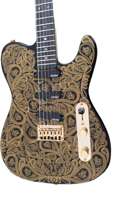 Custom Regent Gold James Paisley Flower Pattern Electric Guitar Rosewood Fretboard 3 Pickups
