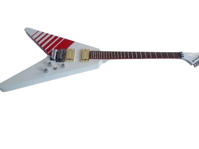 Custom Race Flying V Michael White Red Stripe RR Electric Guitar Floyd Rose Tremolo - Image 6