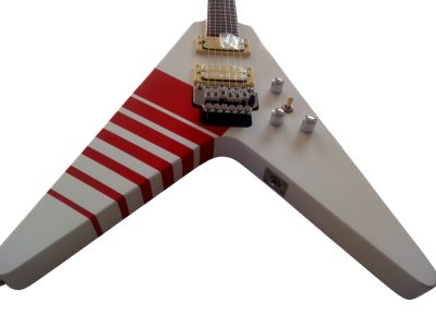 Custom Race Flying V Michael White Red Stripe RR Electric Guitar Floyd Rose Tremolo - Image 5