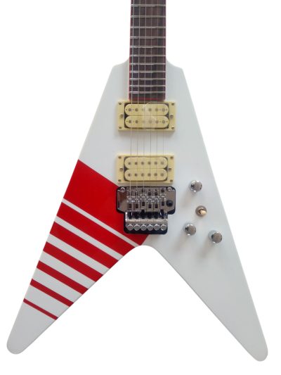 Custom Race Flying V Michael White Red Stripe RR Electric Guitar Floyd Rose Tremolo