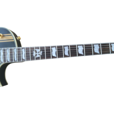 Custom Obsidian Hetfield Iron Cross Matte Black Electric Guitar - Image 2