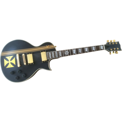 Custom Obsidian Hetfield Iron Cross Matte Black Electric Guitar - Image 4