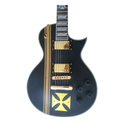 Custom Obsidian Hetfield Iron Cross Matte Black Electric Guitar