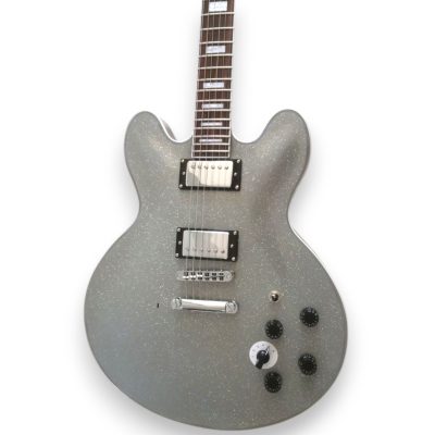 Custom Crown ES335 BB King Lucille Silver Sparkle Electric Guitar