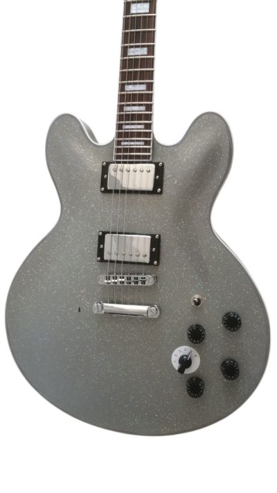 Custom Crown Silver Sparkle Metallic BB King Lucille Guitar