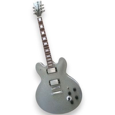 Custom Crown ES335 BB King Lucille Silver Sparkle Electric Guitar - Image 5