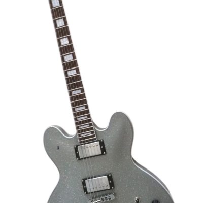 Custom Crown Silver Sparkle Metallic BB King Lucille Guitar - Image 6