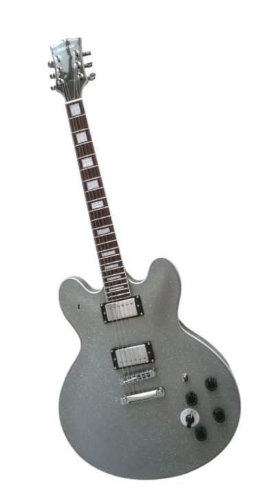 Custom Crown Silver Sparkle Metallic BB King Lucille Guitar - Image 6