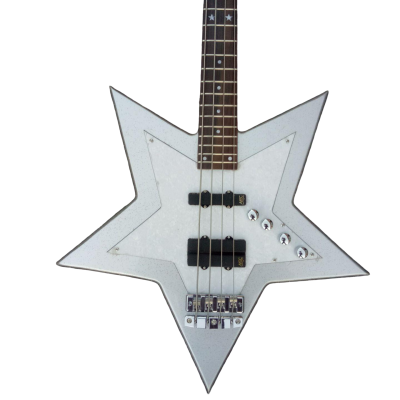 Custom Pulse Bootsy Silver Sparkle Star Space 4 String Rock Electric Bass MEC Pickups Option