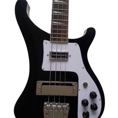 Custom Nova 4003 Black Jetglo Chrome Hardware 4 String Bass White Pickguard